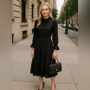 Ann Taylor Midi Dress Winter Quiet Luxury Parisian Minimalist Boho Pretty Scandi